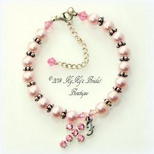 Personalized Flower Girl Bracelet With Crystal..