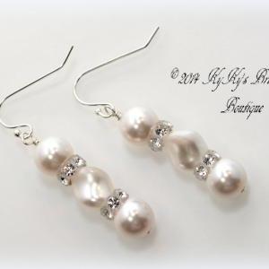 Pearl Bridal Earrings With Swarovski Crystals,..