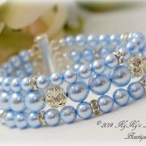 Light Blue Bridal Bracelet, Something Blue, Blue..
