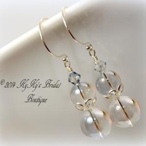 Something Blue Bridal Earrings, Pearl And Crystal..