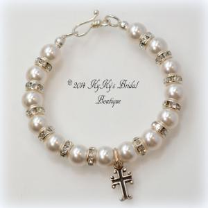 Pearl Flower Girl Bracelet, Baptism Bracelet,..