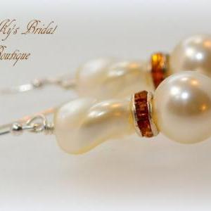 Pearl And Crystal Bridesmaid Earrings, Bridesmaid..