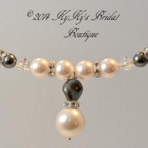Pearl And Crystal Bridal Necklace, Pearl And..