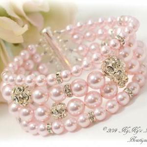 Bridal Cuff Bracelet, Swarovski Pearl Bridal..
