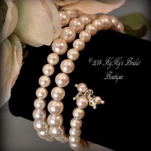Bridal Cuff Bracelet, Wedding Jewelry, Pearl..