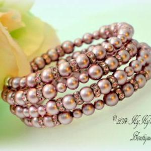 Bridesmaid Cuff Bracelet, Wedding Jewelry, Pearl..