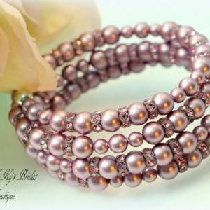 Bridesmaid Cuff Bracelet, Wedding Jewelry, Pearl..