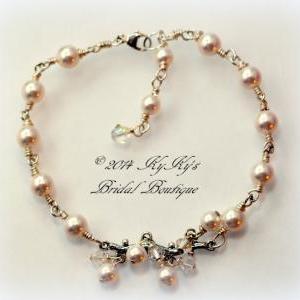 Bridal Bracelet Wire Wrapped Swarovski Pearls,..