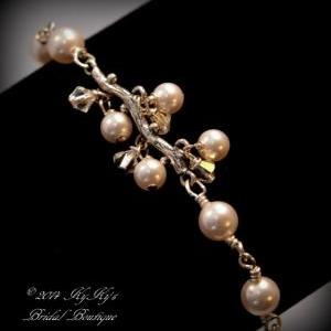 Bridal Bracelet Wire Wrapped Swarovski Pearls,..