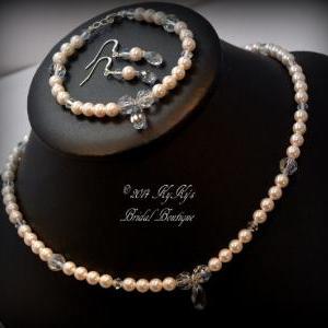 Bridal Necklace, Earring And Bracelet Set,..