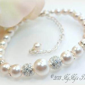 Bridal Bracelet, Sterling Silver Cubic Zirconia..