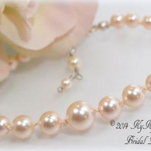 Knotted Pearl Bridal Bracelet With Swarovski..