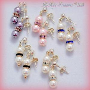 Flower Girl Earrings, Swarovski Pearl..