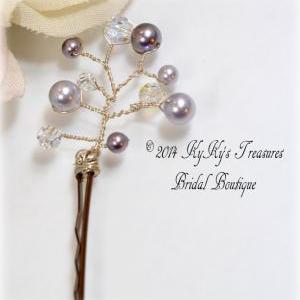 Bronze Bridal Bobby Pin With Swarovski Pearl..