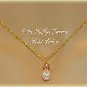 Gold Filled Pearl Drop & Crystal..