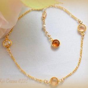 Gold Filled Channel Link Swarovski Crystal Bridal..