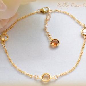 Gold Filled Channel Link Swarovski Crystal Bridal..