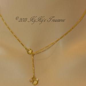 Bridal Necklace, Gold Filled Channel Link..