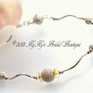 Sterling Silver Stardust Bead Bridal Bracelet With..