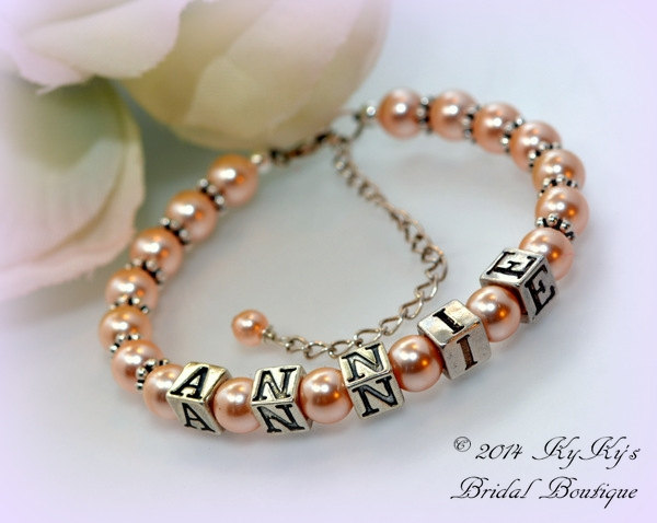 Flower Girl Bracelet Personalized, Pearl Flower Girl Bracelet, Little Girl Bracelet, Personalized Jewelry