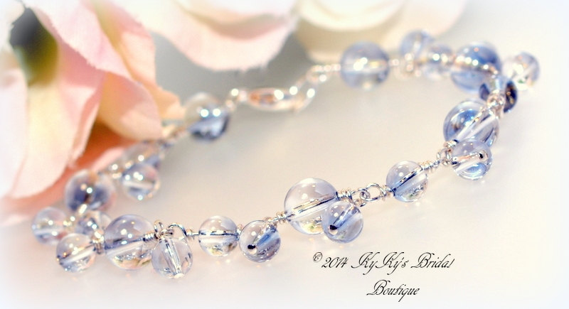 Something Blue Bridal Bracelet, Blue Bracelets, Wire Wrapped Bridal Bracelet, Sterling Silver Bridal Bracelet, Bridal Jewelry