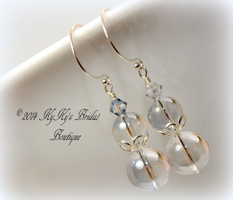 Something Blue Bridal Earrings, Pearl And Crystal Bridal Earrings, Wedding Jewelry