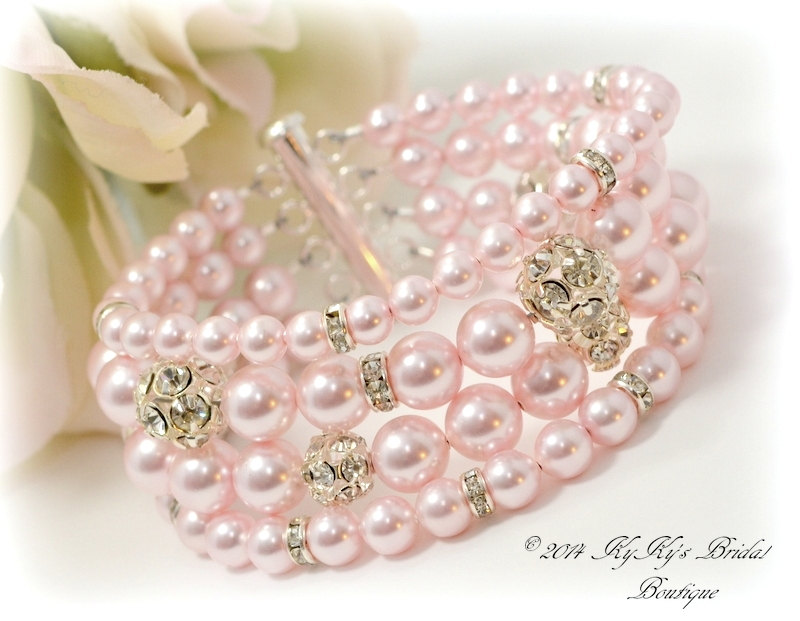 Bridal Cuff Bracelet, Swarovski Pearl Bridal Bracelet, Bridesmaid Bracelet, Rhinestone Bracelet, Wedding Jewelry