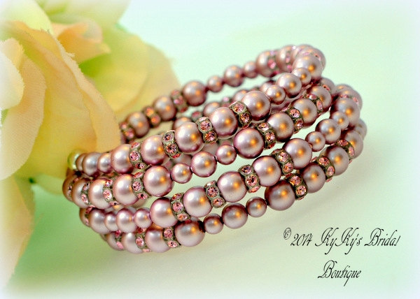 Bridesmaid Cuff Bracelet, Wedding Jewelry, Pearl Bracelet, Bridal Party Jewelry, Choose Your Colors