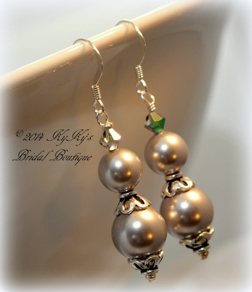 Bridesmaid Earrings With Swarovski Crystals And Pearls, Bridal Earrings, Wedding Jewelry