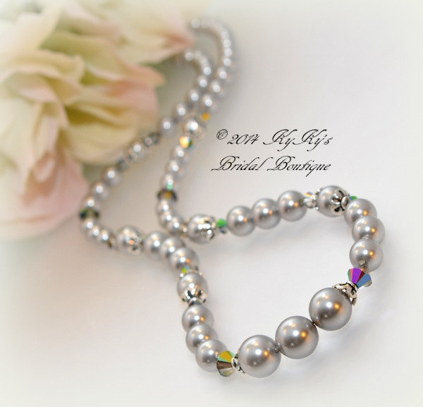 Pearl Bridesmaid Necklace With Sterling Silver Bead Caps, Wedding Jewelry, Bridal Necklace