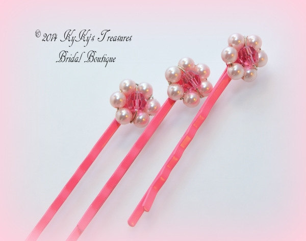 Pink Hair Pin Set For Flower Girls And Little Girls