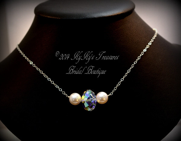 Bridal Necklace, Sterling Silver Pearl And Crystal Bridal Necklace, Wedding Jewelry, Bridal Jewelry, Gifts For Her