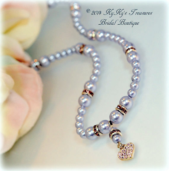 Swarovski Pearl & Crystal Flower Girl Necklace W/sterling Silver Heart Or Flower Pendant, Wedding Jewelry, Flower Girl, Flower Girl