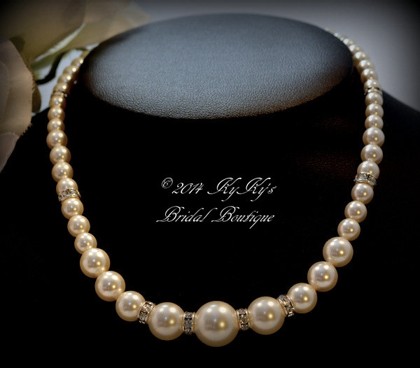 Flower Girl Necklace Swarovski Pearl And Crystal, Little Girls Necklace, Wedding Jewelry on Luulla